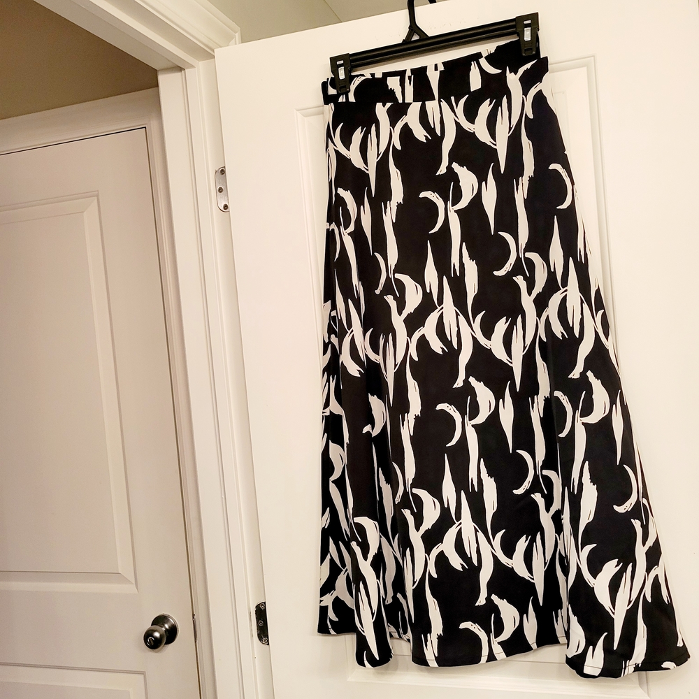 Hello Van Gogh Black and White Maxi A-Line Midi Skirt Midi - Picture 4 of 8